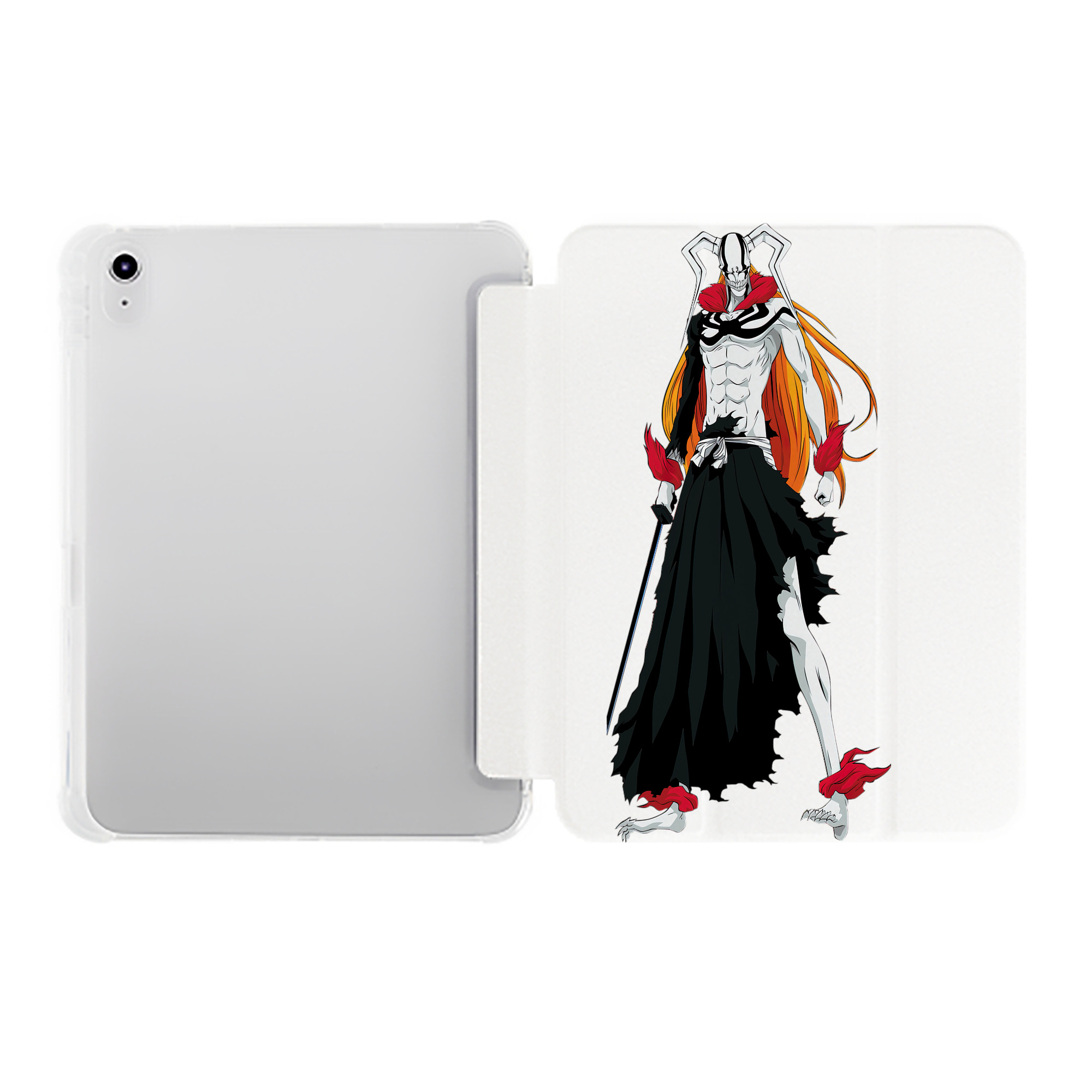 （画像用） ブリーチ 黒崎一護（くろさき いちご）BLEACH Kurosaki Ichigo IPad ケース ペン収納付き 三つ折りスタンド PUレザー×シリコン 対応機種9.5/10.5/10.9インチ